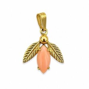 Vintage Sorrento 1/20 12K Gold Filled Pink Cabochon Olive Branch Pendant